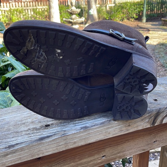 Ugg Brown Suede Wright Belted Ankle Boots - Picture 5 of 7